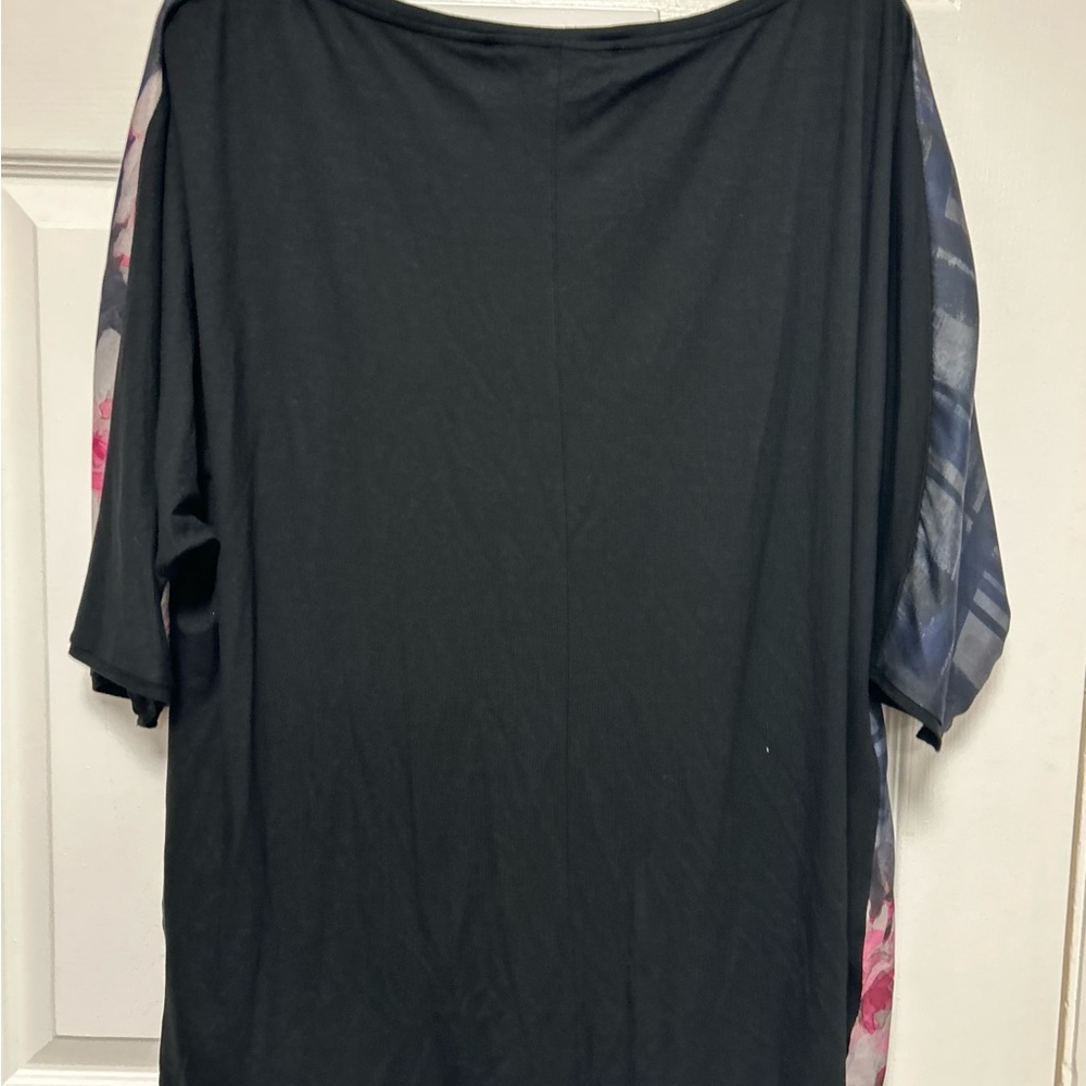 Marina Rinaldi Sport Black  Floral Top Kimono Sleeves Size XL - Picture 7 of 10